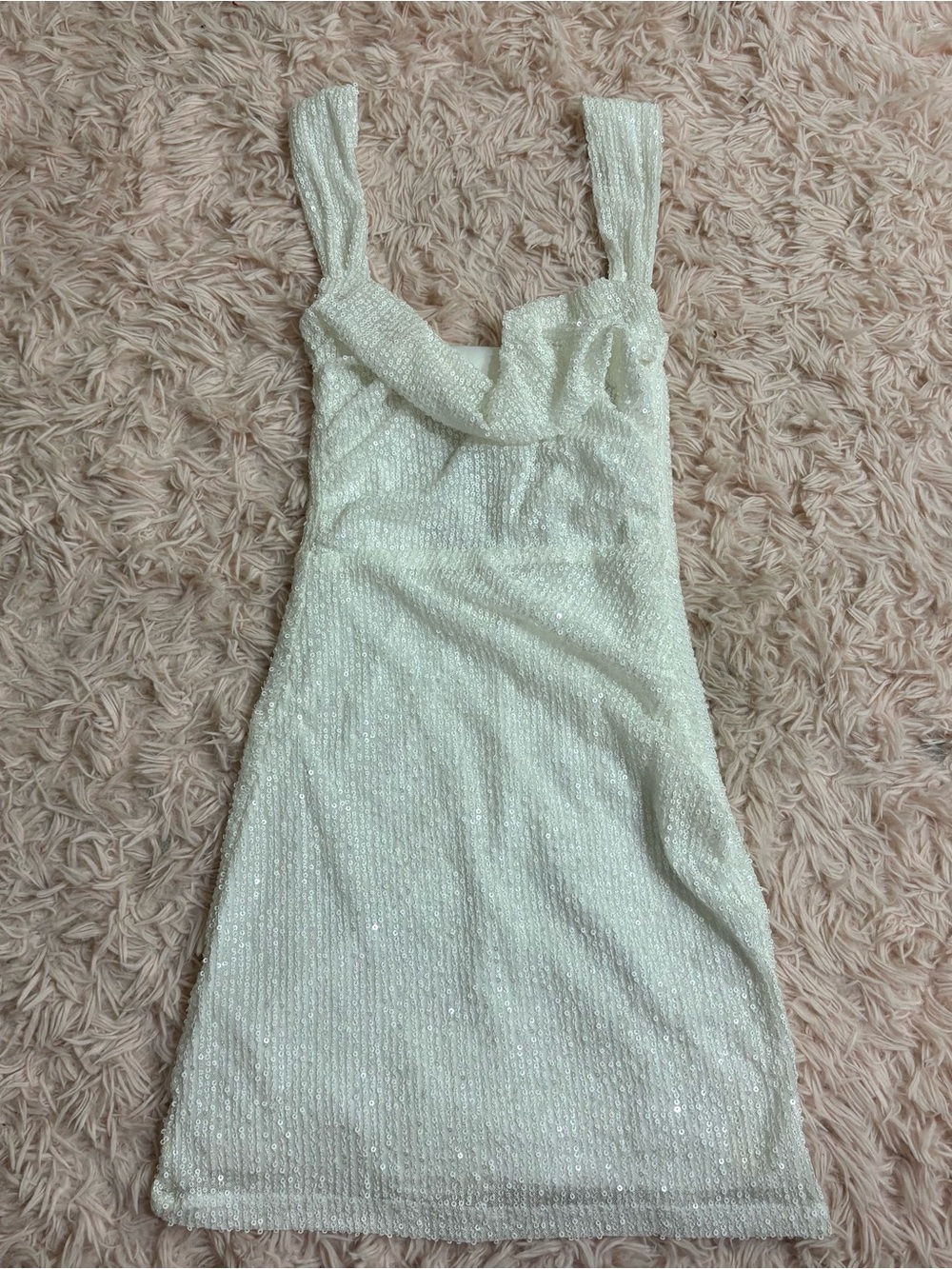 Lucy in the Sky Ivory Sequin Mini Dress with cowl Neckline